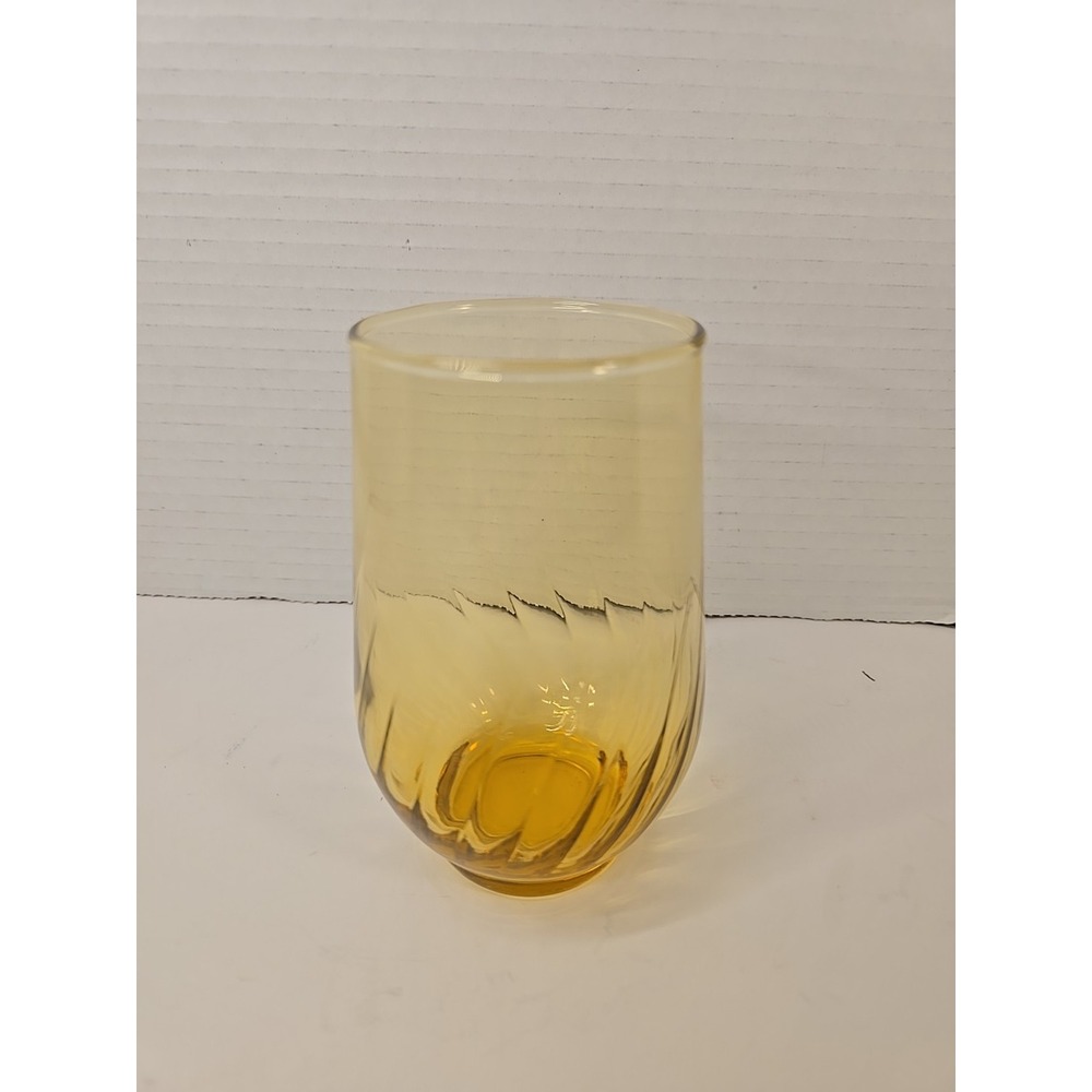 Anchor Hocking Regal‎ Honey Gold Flat Tumbler Glasses Swirl Optic